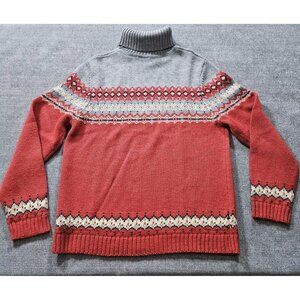 CC Hughes Sweater Women M Fair Isle Geo Turtleneck LS Wool Blend Preppy Boho VTG
